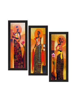 eCraftIndia - Tribal Village Ladies Uv Art Painting (Set Of 3)