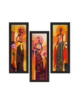 eCraftIndia - Tribal Village Ladies Art Painting (Set Of 3)