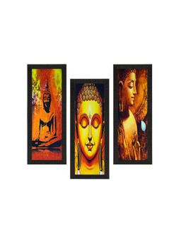 eCraftIndia - Lord Buddha Texture Uv Art Painting (Set Of 3)