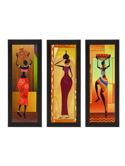 eCraftIndia - Tribal Ladies Texture Uv Art Painting (Set Of 3)