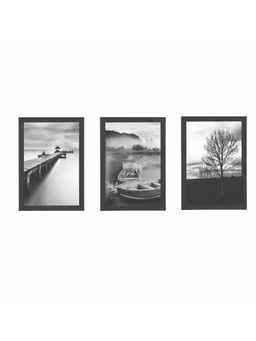 eCraftIndia - Black and White River Shore Texture Uv Art Painting (Set Of 3)