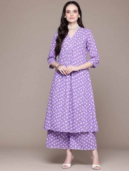 Readiprint - A-Line Style Cotton Fabric Lavender Color Kurta with Palazzo (Set of 2)