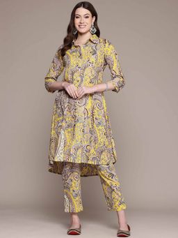 Readiprint - A-Line Style Cotton Fabric Yellow Color Kurta with Pant (Set of 2)
