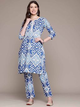Readiprint - Straight Style Cotton Fabric Blue Color Kurta and Pant (Set of 2)
