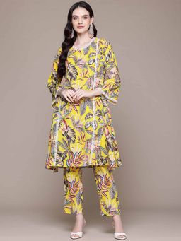 Readiprint - A-Line Style Cotton Fabric Yellow Color Kurta and Pant (Set of 2)