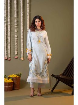 Heeposh - Blue Floral Printed and Embroidered Kurta & Pant with Dupatta (Set of 3)