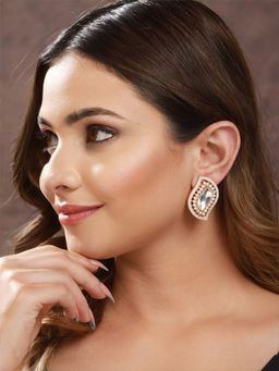 Saraf RS Jewellery - Gold Toned Kundan & CZ Studded Studs Earrings