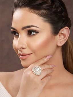 Saraf RS Jewellery - Gold Plated Polki Kundan Studded Engagement Finger Ring