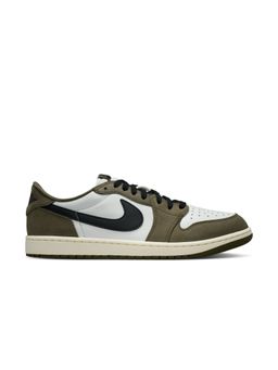 Nike - Men Air Jordan 1 Retro Low "Medium Olive and Summit White" Sneakers
