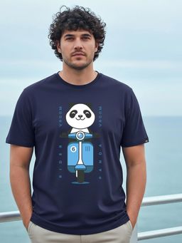 Bewakoof - Men's Blue Vroom Panda Graphic Printed Plus Size T-shirt