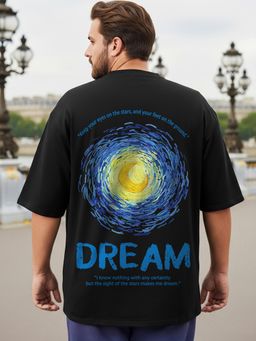 Bewakoof - Men's Black Dream Graphic Printed Oversized Plus Size T-shirt