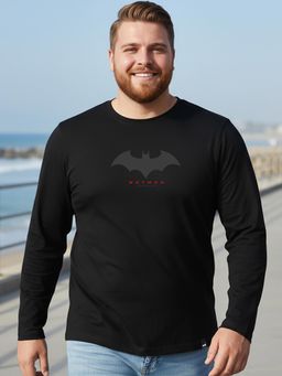 Bewakoof - Men's Black Batman Outline Logo Graphic Printed Plus Size T-shirt
