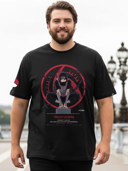 Bewakoof - Heavy Duty 1.0 Naruto Men's Jet Black Madara Graphic Printed Oversized Plus Size T-shirt