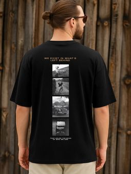 Bewakoof - Men's Jet Black Archive DNA Graphic Printed Oversized T-shirt