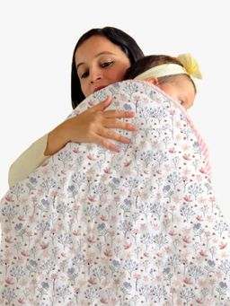 Moms Home - White Printed Organic Cotton Baby Quilt (0-5 Years)