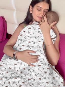 Moms Home - White Jungle Printed AC Quilt Blanket (0-3 Years)