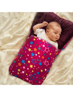 BAYBEE - Maroon 3 In 1 Velvet Cotton Baby Bed Cum Sleeping Bag (0-6 Months)