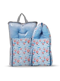 BAYBEE - Blue 3 In 1 Velvet Cotton Baby Bed Cum Printed Baby Sleeping Bag (0-6 Months)