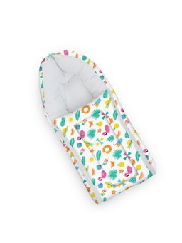 Smiley Buttons - White Printed Cotton Baby Carrier Nest (0-3 Months)
