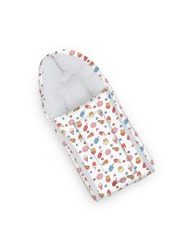 Smiley Buttons - White Printed Cotton Baby Carrier Nest (0-3 Months)