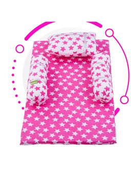 BAYBEE - Pink Baby Crib Cot Mattress With 2 Bloster And Pillow (0-6 Months)