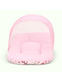 BAYBEE - Pink New Born Baby Bed Mattress With Mosquito Net (0-6 Months)