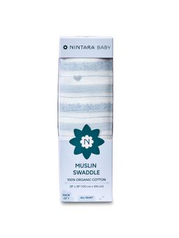 NINTARA BABY - Blue Organic Cotton 39"X39" Ultra-Soft Swaddle (18-24 Months)