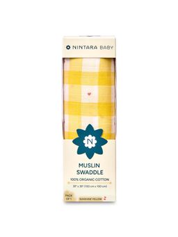 NINTARA BABY - Yellow Checks Organic Cotton 39"X39" Ultra-Soft Swaddle (18-24 Months)