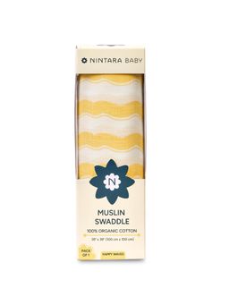 NINTARA BABY - Yellow Stripes Organic Cotton 39"X39" Ultra-Soft Swaddle (18-24 Months)