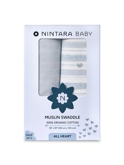 NINTARA BABY - Blue Organic Cotton 39"X39" Ultra-Soft Swaddle (Pack of 2) (18-24 Months)