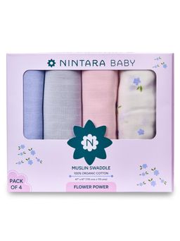 NINTARA BABY - Multi-Color Organic Cotton Ultra-Soft Swaddle (Pack of 4) (18-24 Months)