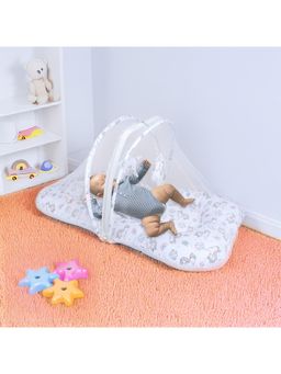 Polka Tots - White Unicorn Cotton Sateen Mosquito Net Bed With Toys Dangling (18-24 Months)