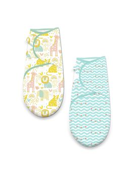Polka Tots - Multi-Color Printed Cotton Jungle & Wave Print Swaddle Wraps (Pack of 2) (18-24 Months)