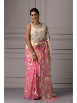 Geroo Jaipur - Shaded Handcrafted Gota Patti Chiffon Saree