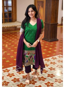 Gahan - Green Chanderi Silk Straight Kurta with Pant & Dupatta