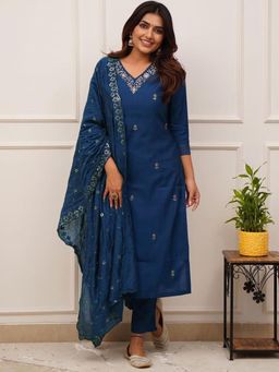 Gahan - Blue Tesla Embroidered Kurta with Pant & Dupatta