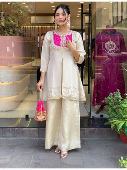 Gahan - Pink Art Silk Embroidered Kurta with Palazzo