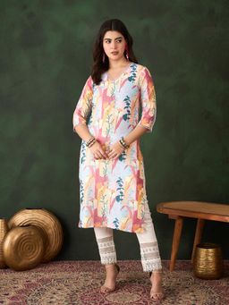 Gahan - Multi-Color Printed Floral Kurta