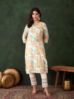 Gahan - Teal Printed Floral Kurta