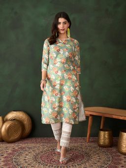 Gahan - Green Printed Floral Kurta