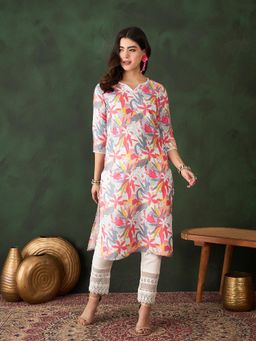 Gahan - Grey Printed Floral Kurta