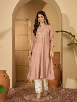 Gahan - Womens Brown Polyester A-Line Kurta