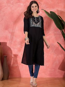 Gahan - Black Embroidered Kurta