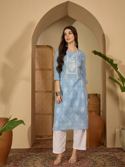 Gahan - Womens Blue Blended Kurta