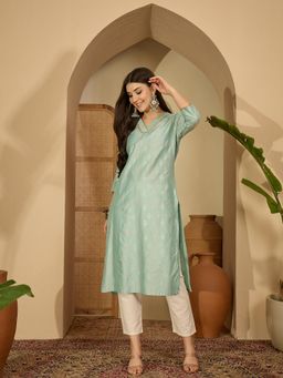 Gahan - Womens Green Ethnic Blended Kurta