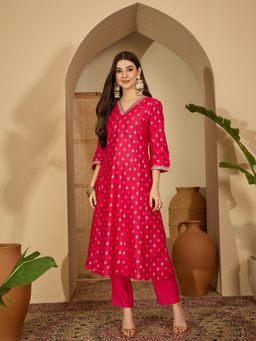 Gahan - Pink Ethnic Motif Embroidered Straight Kurta
