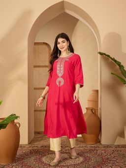 Gahan - Womens Pink Blended Kurta