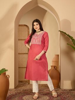 Gahan - Womens Pink Cotton Kurta