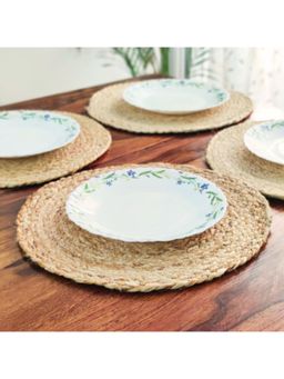 JASMEY HOMES - Set of 6 Single Ring Round Jute Placemat-30cm Natural Jute