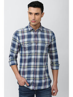 Peter England - Men Blue Super Slim Fit Casual Shirts